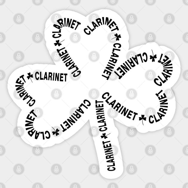 Clarinet Text Shamrock Sticker by Barthol Graphics